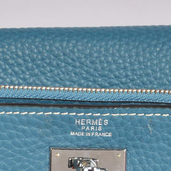 High Quality Hermes Kelly Wallet Togo Leather Bi-Fold Purse A708 Blue Fake